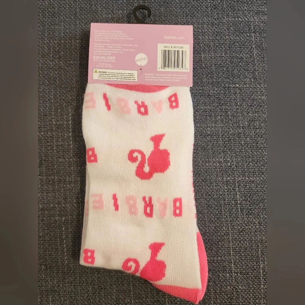 NWT Barbie Crew Socks with Pink Accents (Per Socker)